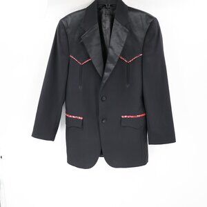 Circle S Tuxedo Suit Jacket mens 38R Satin Lapels Yoke Cowboy Western Wedding